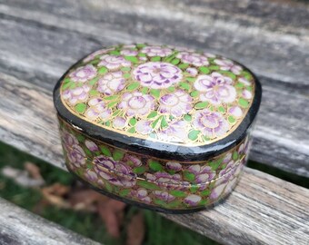 Earring Box Gift For Mom Gift For Her Vintage Floral Trinket Box Pill Box.