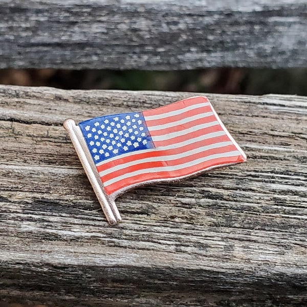 Vintage American Flag Pin. Gift For Dad, Mom, Independence Day, Anniversary, Christmas, Father's Day.