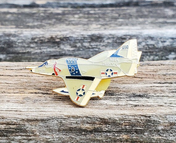 Vintage A 4E Skyhawk Pin VC 1 Military Airplane Pin Gem