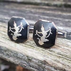 boutons de manchette vintage en argent sterling du Siam. Cadeau pour papa, anniversaire, anniversaire, marié