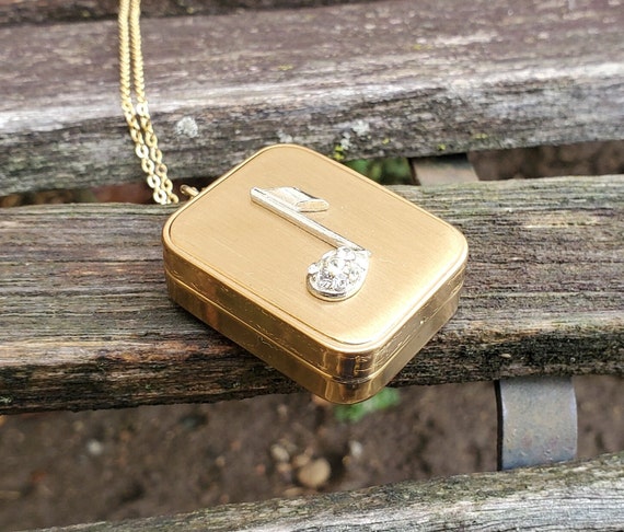 Vintage Key Necklace Signed DELLA-FELICITA' Men Women Sterling Silver  Gift Box