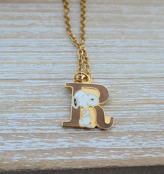 Vintage Letter R Snoopy Necklace. Gift For Annive… - image 4