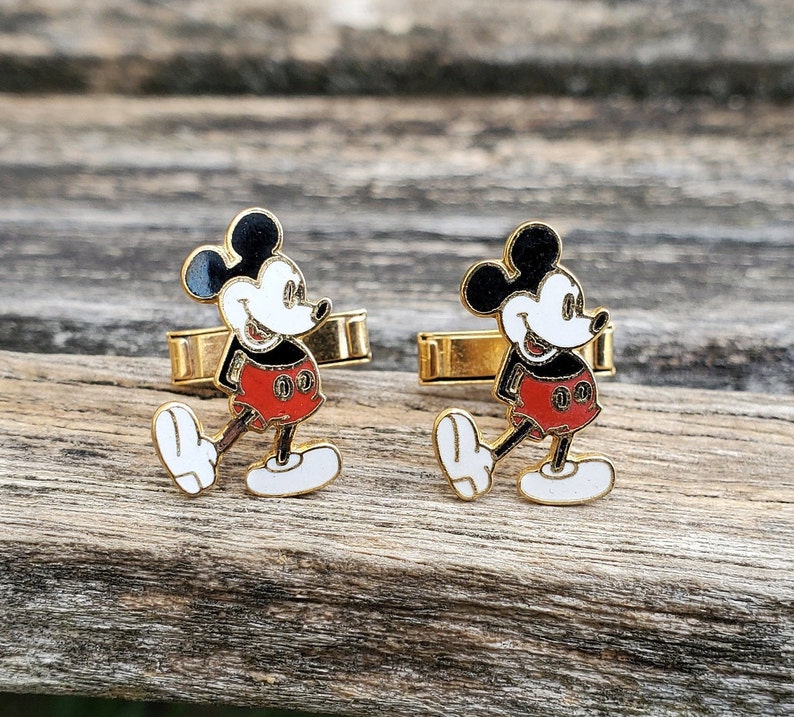 Wedding Groomsmen Vintage Mickey Mouse Cufflinks Groom Birthday Gift For Dad Anniversary Christmas.