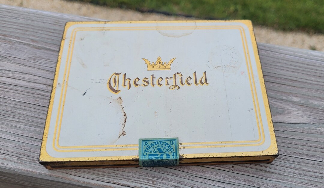 chesterfield cigarette package Vintage Chesterfield Box. Gift for Dad, Birthday, Anniversary, Christmas.  Smoker's Gift. Cigar Box, Collectable Americana