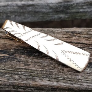 Vintage Engraved Tie Clip. 12k Gold Filled. Gift for Men, Dad, Groom, Groomsmen, Wedding, Anniversary, Birthday