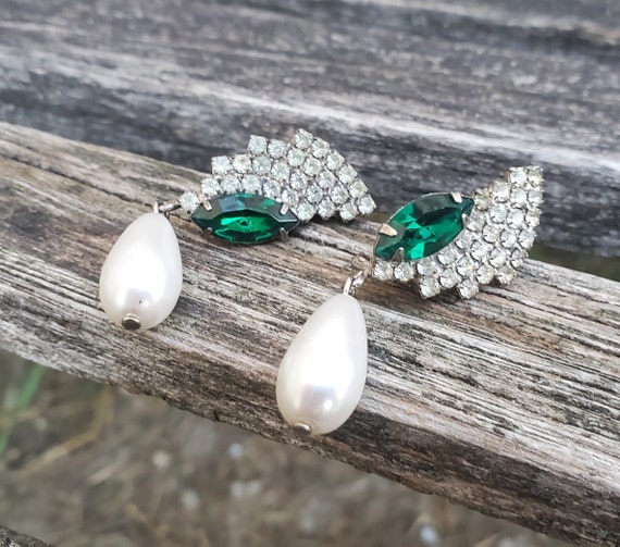 Boucles D'oreilles Clips Vintage En Argent Avec Perle Nacrée - Bijou Ancien Rare