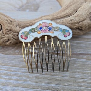 Vintage Flower Hair Comb. Cloisonne. Wedding, Anniversary  display picture 1