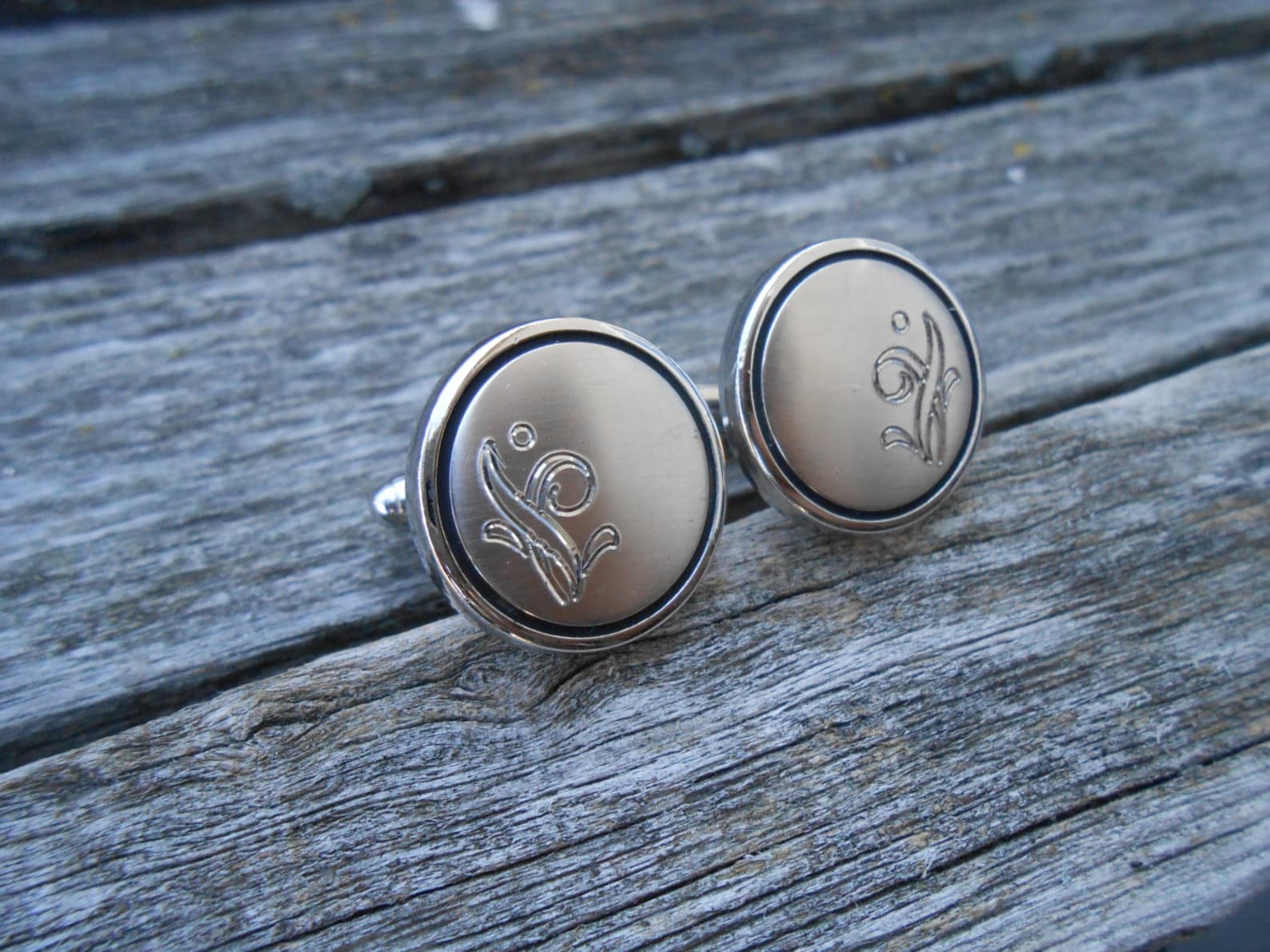 Vintage Silver Engraved Cufflinks. Gift For Groomsmen Groom Etsy