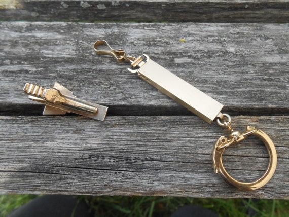 Vintage Key Tie Clip & Keychain Set. Gifts For Dad, Groom, Groomsmen, Birthday, Anniversary, Men View 4