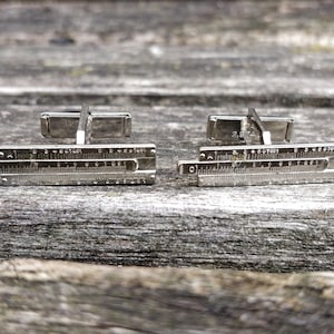 Vintage Slide Rule Cufflinks. Sterling Silver. Gift For Groomsmen, Groom, Dad, Wedding, Anniversary, Christmas, Birthday, Father&#39;s Day.