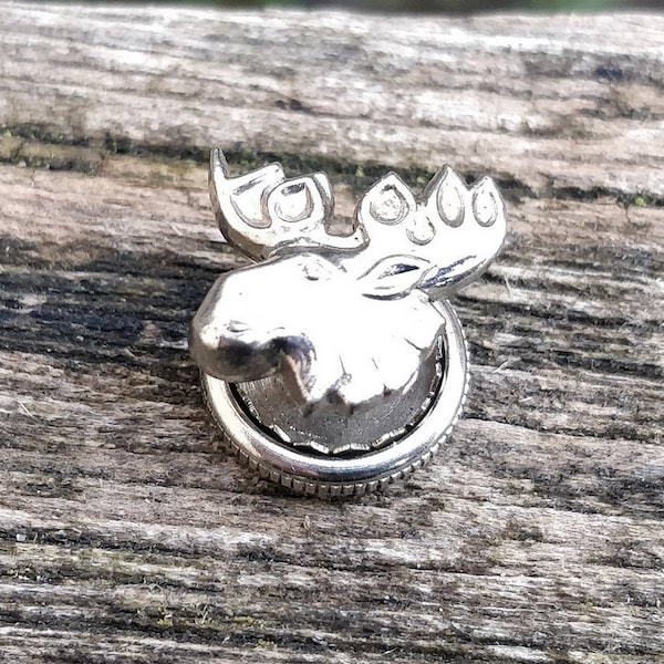 Vintage Moose Collar Pin. Shirt Stud. Sterling Silver. Gift For Dad, Groom, Groomsmen, Anniversary, Christmas, Birthday, Father's Day.