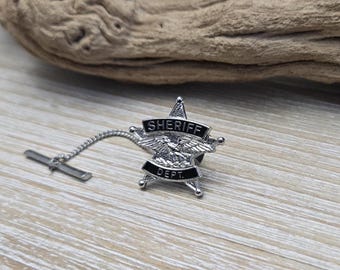 Fermacravatta vintage del dipartimento dello sceriffo. Spilla dello sceriffo. Spilla della polizia. Regalo per papà, mamma, oggetto da collezione americano.