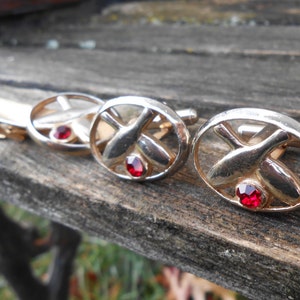 Vintage  Bowling Gold Cufflinks & Tie Clip Set. 1960s. Gift For Groomsmen, Groom, Dad, Husband.