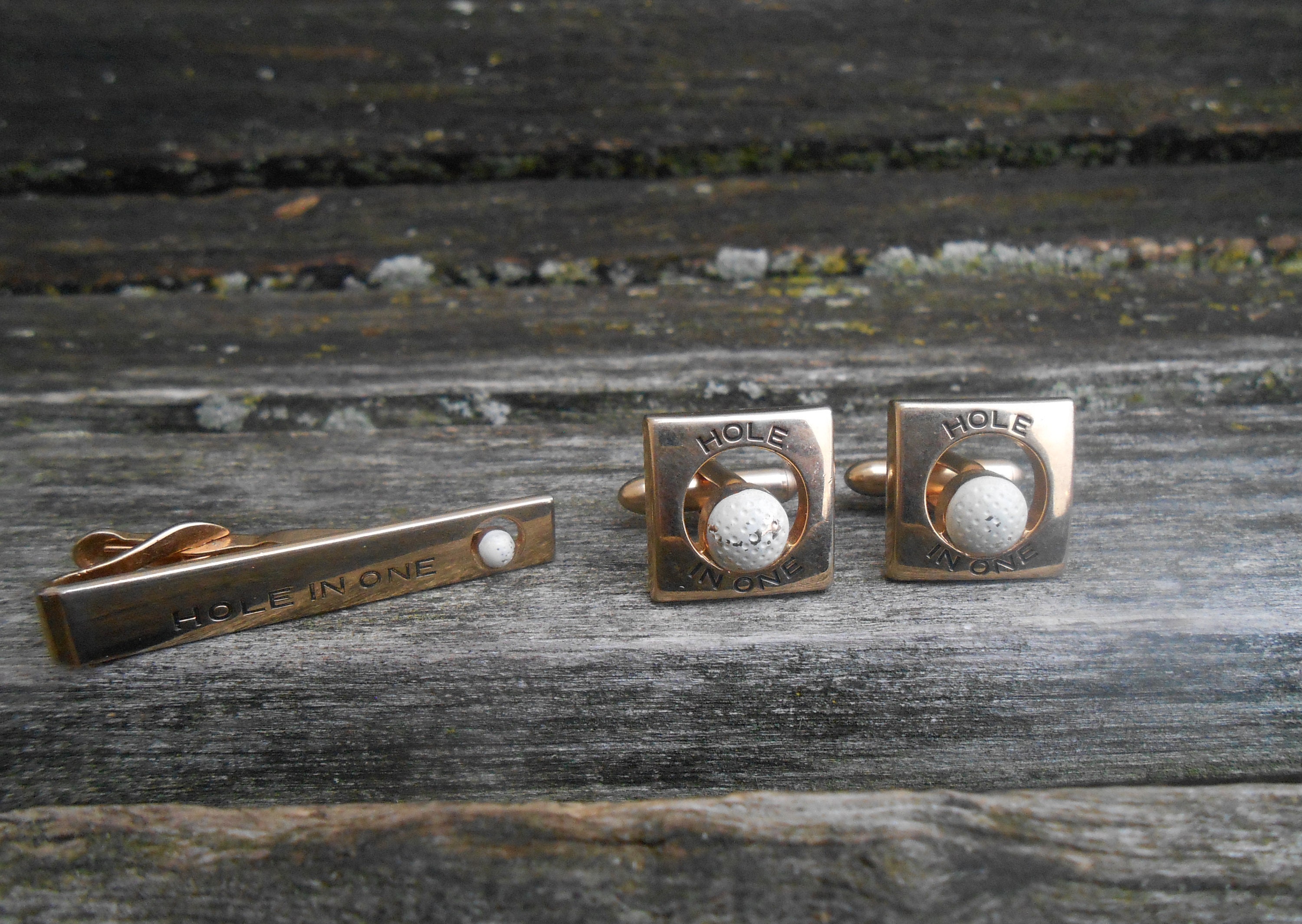 Vintage Golf Cufflinks & Tie Clip Set. Hole In One. Gift For Etsy