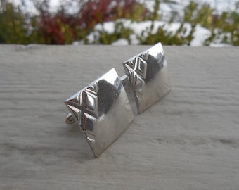 Vintage Abstract Silver  Cufflinks. 1970s. Gift For Dad, Mom, Wife, Husband.