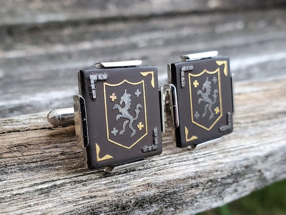 Unicorn in Flowers Royal Lion Cufflinks Rectangular Unicorn in Flowers Royal Lion Cufflinks Rectangular