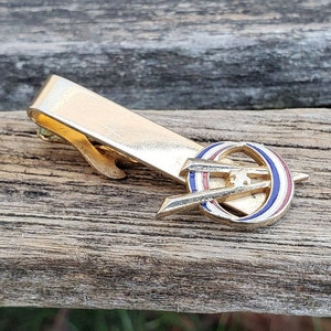 Vintage Enamel Tie Clip. Gift For Groom, Groomsmen, Dad, Wedding, Anniversary, Birthday, Christmas, Father&#39;s Day.