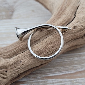 Vintage Silver Horn Pin. Anniversary, Gift For Birthday Gift, Musician