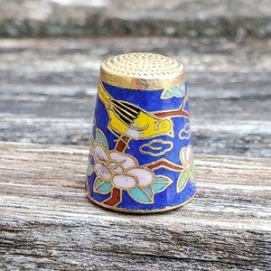 Vintage Cloisonne Thimble. Gift For Mom, Anniversary, Birthday, Collectable