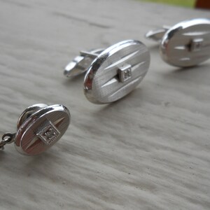 Vintage Sterling Silver Cufflink & Tie Tack. Gift For Groomsmen, Groom, Dad, Anniversary, Birthday, Groom