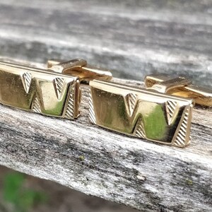 Gemelos vintage con letra W. Regalo para padrinos de boda, novios, papás, esposos, aniversarios, cumpleaños, bodas y Día del Padre.