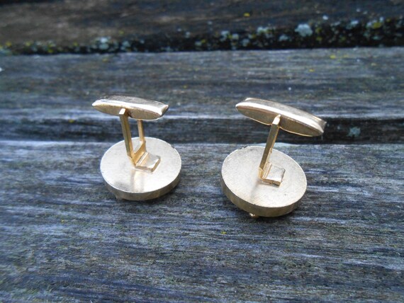 Vintage  Bowling Gold Cufflinks. 1980s Gold Toned… - image 4