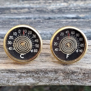 Vintage Thermometer Cufflinks. Fahrenheit & Celsius. Gift For Groom, Groomsmen, Dad, Wedding, Anniversary, Christmas, Birthday.