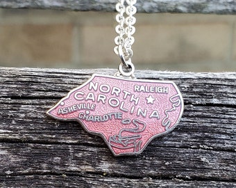 Vintage North Carolina Pendant. Gift for Dad, Mom, Anniversary, Christmas, Birthday, Collectable Americana. Carolina Necklace