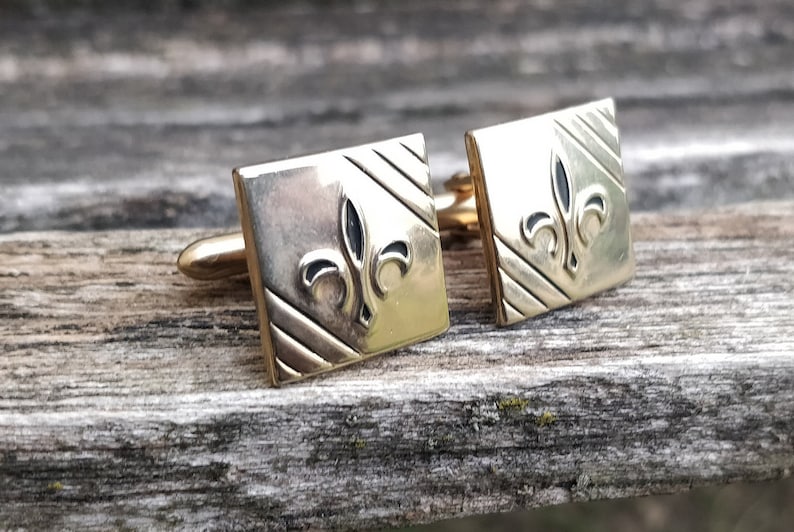 Father/'s Day. Christmas Birthday Groom Groomsmen Gift For Dad Vintage Fleur de Lis Cufflinks Wedding Anniversary
