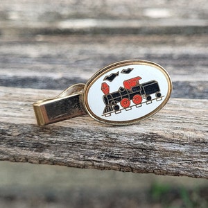 Vintage Train Tie Clip. Gift For Dad, Anniversary, Birthday, Groom Gift, Groomsmen Gift.