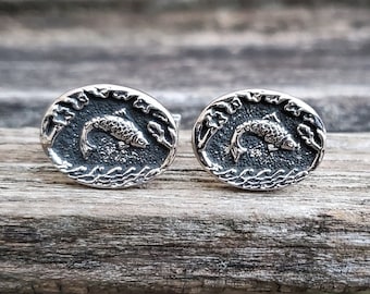 Vintage Fish Cufflinks. Gift For Dad, Groom, Groomsmen, Anniversary, Birthday