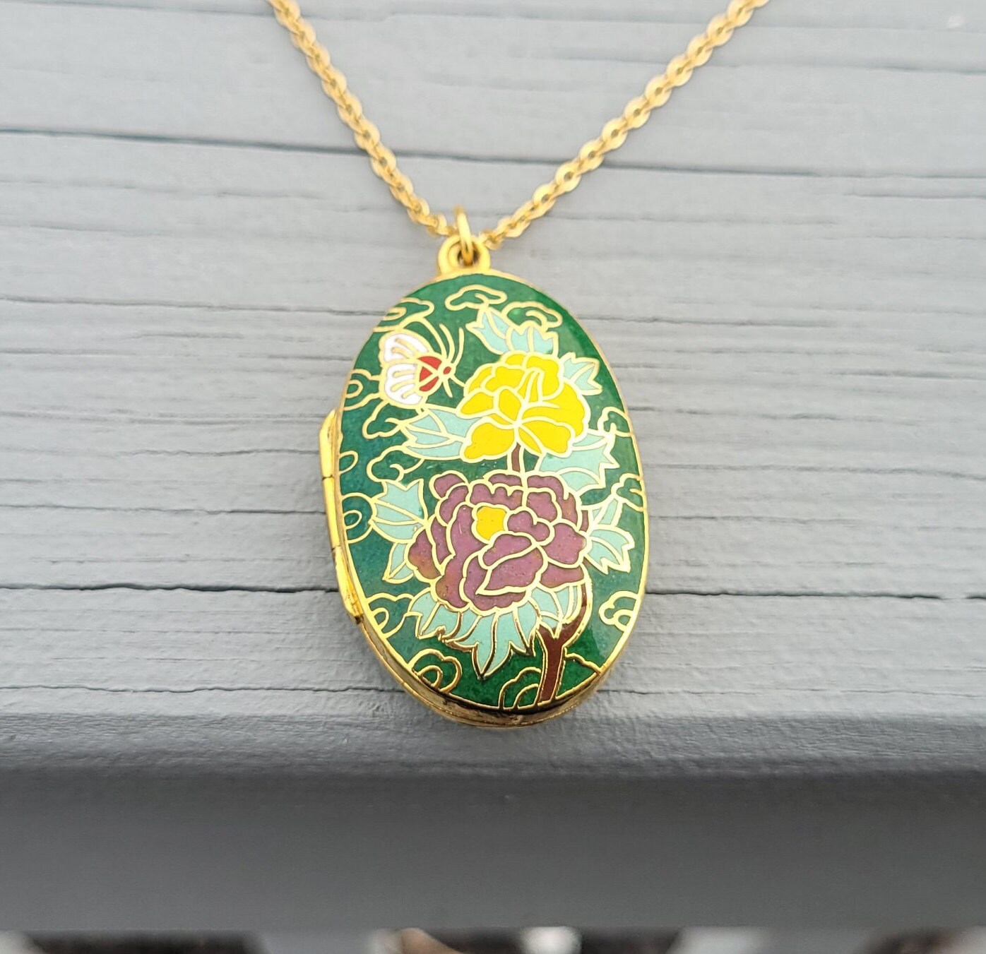 Cloisonne locket sale