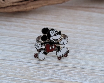 Anello vintage di Topolino. Regolabile. Pattinaggio a rotelle. Regalo per anniversario, Natale, compleanno, bambini, ragazzi e ragazze.
