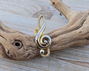 Vintage Treble Clef Pin. Music Pin. Anniversary, Gift For Musician, Birthday Gift, Music Gift, Sheet Music Pin