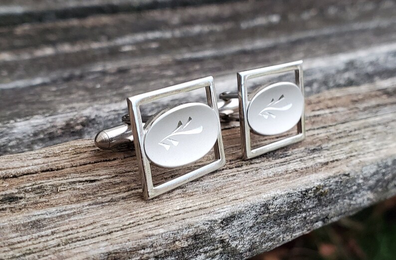 Dad Leaf Cufflinks Groom Vintage Silver Engraved Cufflinks Gift For Groomsmen