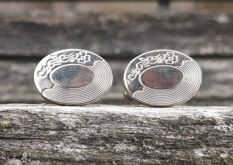 Vintage Engraved Floral Cufflinks Dad Groom Father/'s Day. Anniversary Wedding Gift For Groomsmen Birthday