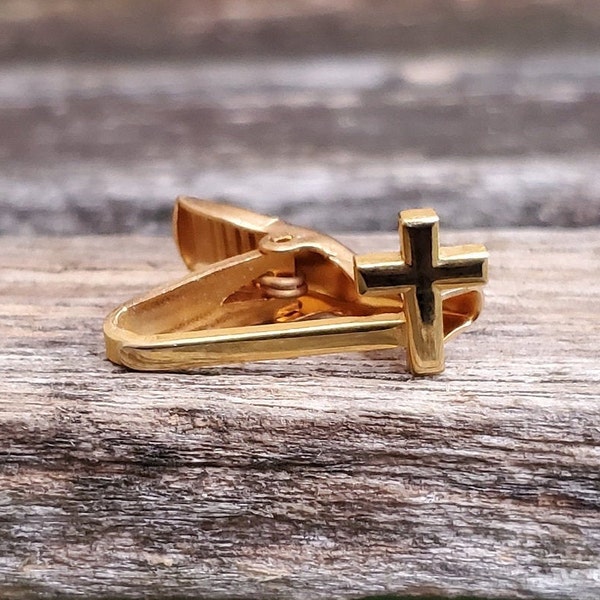 Vintage Cross Tie Clip. Gift For Dad, Groom, Groomsmen, Wedding, Birthday, Anniversary, Christmas, Father's Day.