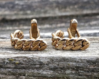 Vintage Modern Gold Cufflinks. Gift For Groomsmen, Groom, Dad, Husband, Anniversary, Birthday, Wedding, Father's Day.