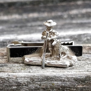 Vintage Boy & Dog Tie Clip. Gift For Dad, Groom, Groomsmen, Wedding, Birthday, Anniversary.