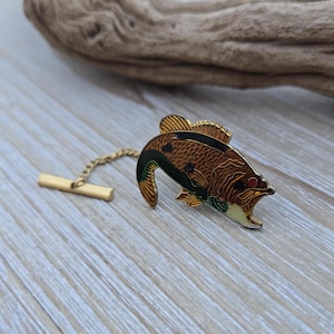 Vintage Fish Tie Tack. Trout Tie Tack. Gift For Dad, Anniversary, Birthday, Gift For Him. Enamel Fish Pin