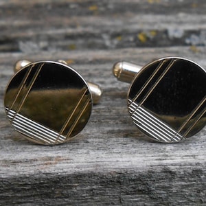 Vintage Gold Cufflinks. Gift for Men, Dad, Anniversary, Groom, Groomsmen