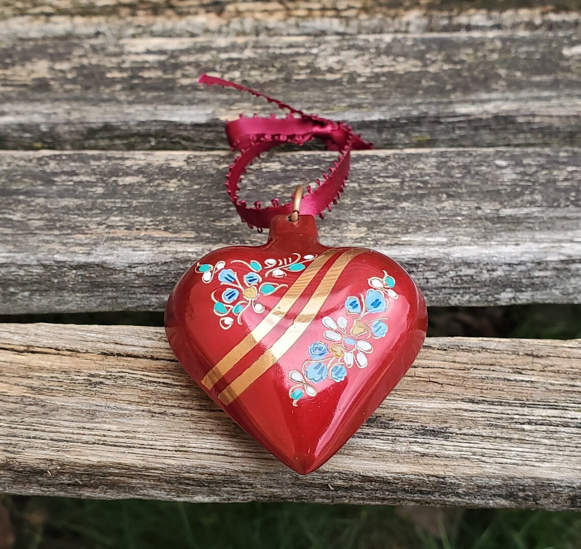 Vintage Cloisonne Heart Ornament. Gift for Her Gift for Mom. Etsy