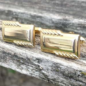 Vintage Gold Cufflinks. Gift For Groomsmen, Groom, Dad, Husband, Anniversary, Birthday, Wedding, Father&#39;s Day.