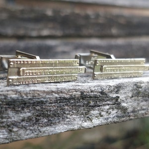 Vintage Slide Rule Cufflinks. Sterling Silver. Gift For Groomsmen, Groom, Dad, Wedding, Anniversary, Christmas, Birthday, Father&#39;s Day.