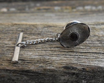 Vintage Silver Tie Tack. Gift for Men, Dad, Groomsmen, Anniversary, Birthday