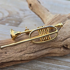 Vintage Trumpet Pin. Gift For Mom, Dad, Musician, Anniversary, Birthday, Wedding. Cornet