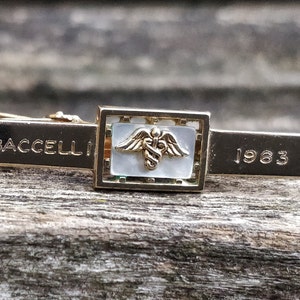 Vintage Caduceus Tie Clip. Baccelli 1963. Gift For Groomsmen, Groom, Dad, Doctor, Nurse.