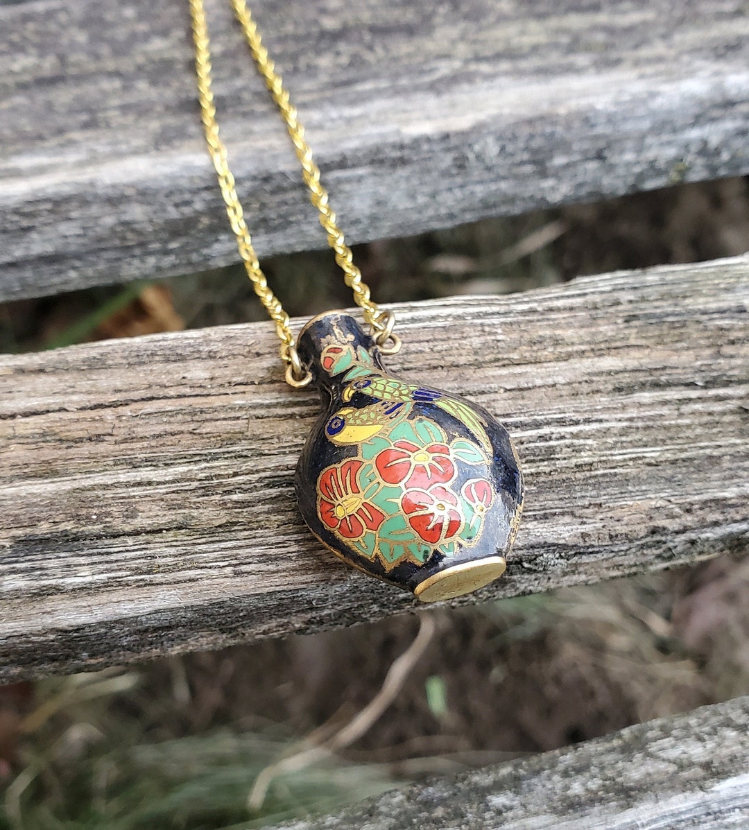 Vintage Vase Necklace Cloisonne. Gift for Mom Girls Etsy