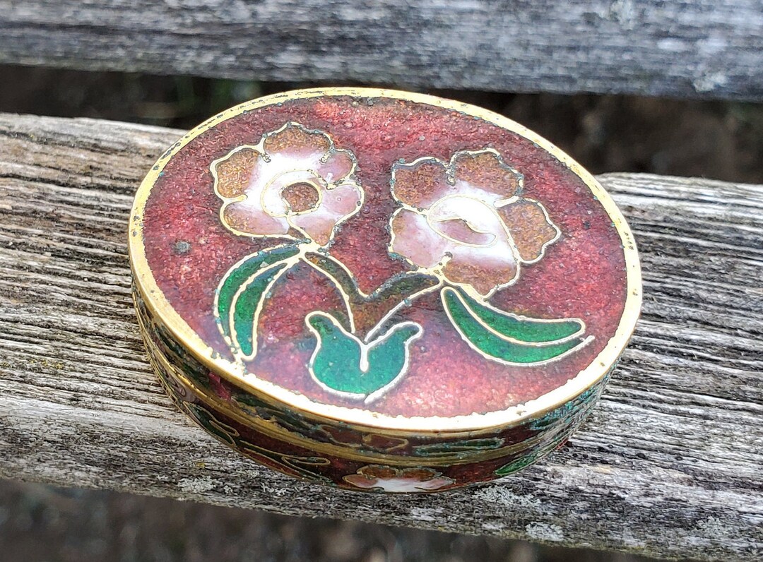 Vintage Cloisonne Trinket Box. Flower Box. Gift for Her Gift Etsy