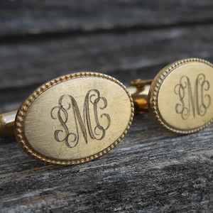 Gemelos vintage con monograma M. Regalo para papá, novio, padrinos de boda, boda, aniversario, cumpleaños, Navidad y Día del Padre.